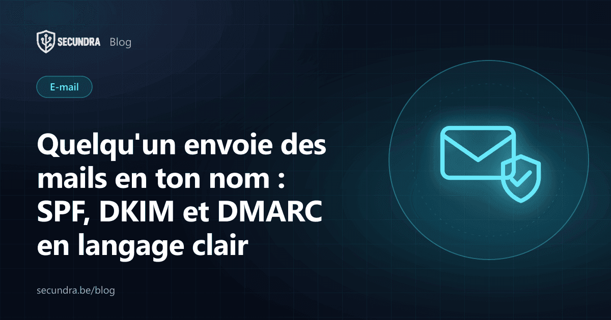 Illustration d'une enveloppe avec un sceau et une coche, thème usurpation d'e-mail