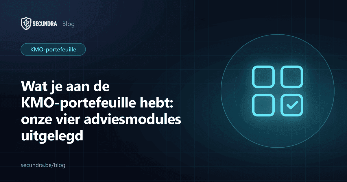 Illustratie van vier tegels, thema adviesmodules KMO-portefeuille