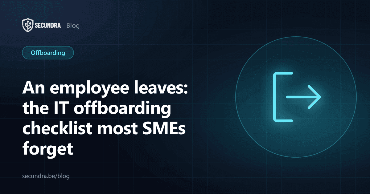 Illustration of a badge and a checklist, offboarding theme