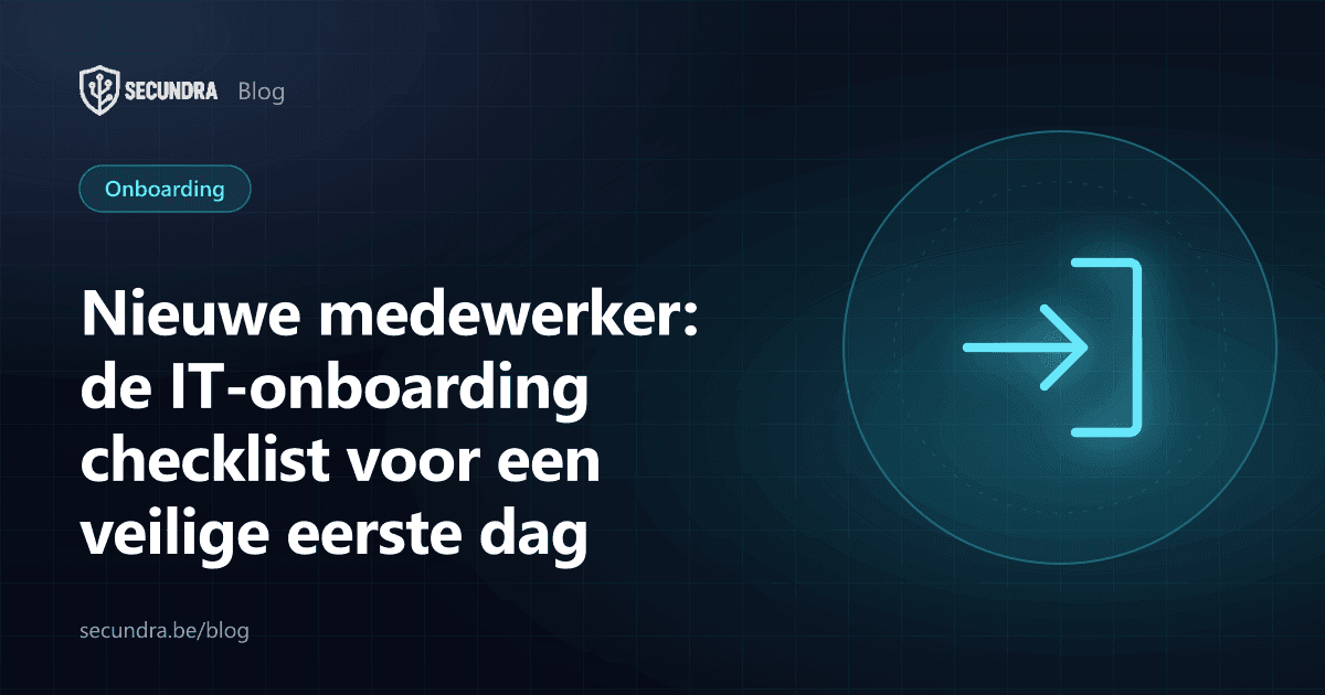 Illustratie van een laptop met vinkje, thema IT-onboarding