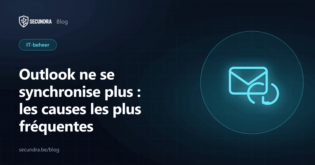 Illustration d'un e-mail avec flèches de synchronisation, thème Outlook