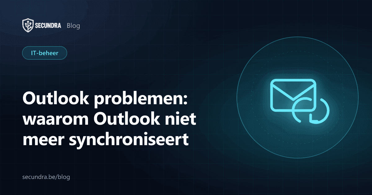 Illustratie van een e-mail met synchronisatiepijlen, thema Outlook