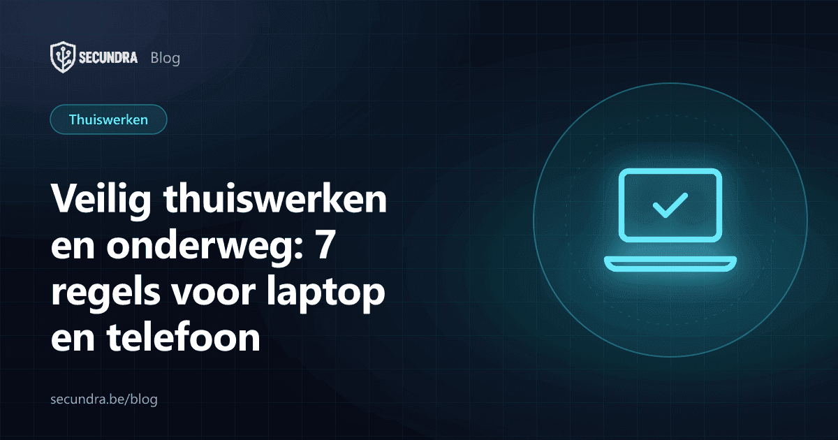 Illustratie van een laptop en telefoon met slot, thema thuiswerken