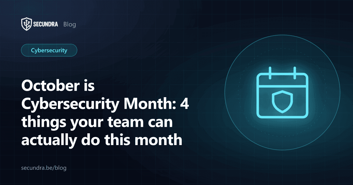 Illustration of a calendar with four check marks, cybersecurity month theme