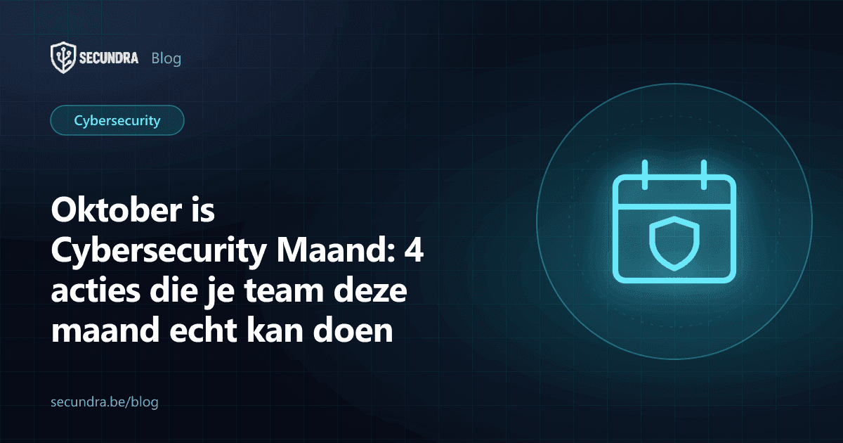 Illustratie van een kalender met vier vinkjes, thema cybersecurity maand