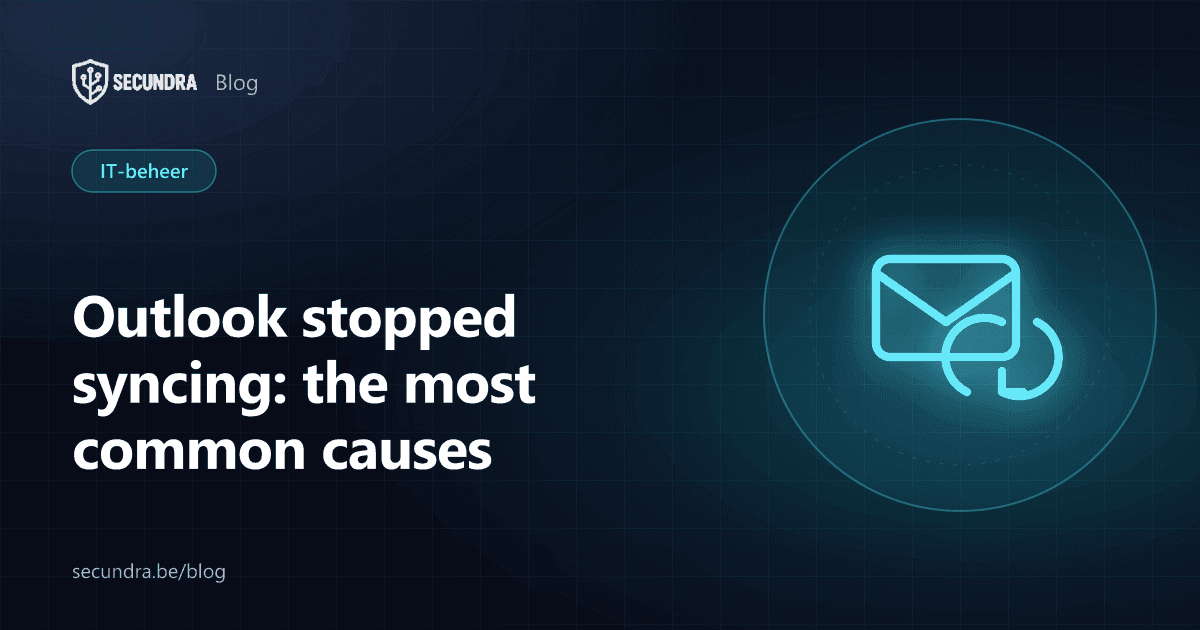 Illustration of an email with sync arrows, Outlook theme